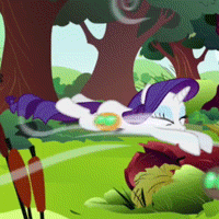 Size: 200x200 | Tagged: safe, screencap, character:rarity, species:pony, species:unicorn, episode:swarm of the century, g4, my little pony: friendship is magic, animated, cropped, eyes closed, holding on, log, parasprite, reed, solo, tree, wind, windswept mane