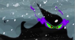 Size: 856x459 | Tagged: safe, screencap, character:king sombra, episode:the crystal empire, g4, my little pony: friendship is magic, dark magic, shadow, snow, snowfall, solo, sombra eyes