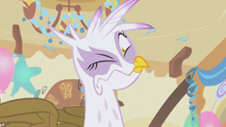 Size: 1280x720 | Tagged: safe, screencap, character:gilda, species:griffon, episode:griffon the brush-off, balloon, derp, faec