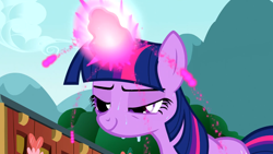 Size: 1600x900 | Tagged: safe, screencap, character:twilight sparkle, character:twilight sparkle (unicorn), species:pony, species:unicorn, episode:magic duel, g4, my little pony: friendship is magic, female, magic, mare, out of context, solo, sweat