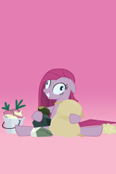 Size: 640x960 | Tagged: safe, screencap, character:pinkamena diane pie, character:pinkie pie, episode:party of one, g4, my little pony: friendship is magic, contemplating insanity, insanity, iphone wallpaper, madame leflour, mr. turnip, rocky, sir lintsalot