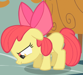 Size: 344x309 | Tagged: safe, screencap, character:apple bloom, episode:call of the cutie, g4, my little pony: friendship is magic, adorabloom, animated, cute, dawwww, pawing the ground, sad, sadorable, solo