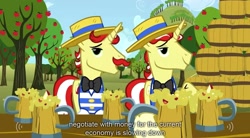 Size: 1279x705 | Tagged: safe, screencap, character:flam, character:flim, episode:the super speedy cider squeezy 6000, g4, my little pony: friendship is magic, youtube caption