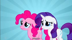 Size: 1280x705 | Tagged: safe, screencap, character:pinkie pie, character:rarity, episode:putting your hoof down, g4, my little pony: friendship is magic, crying, strippers, youtube caption