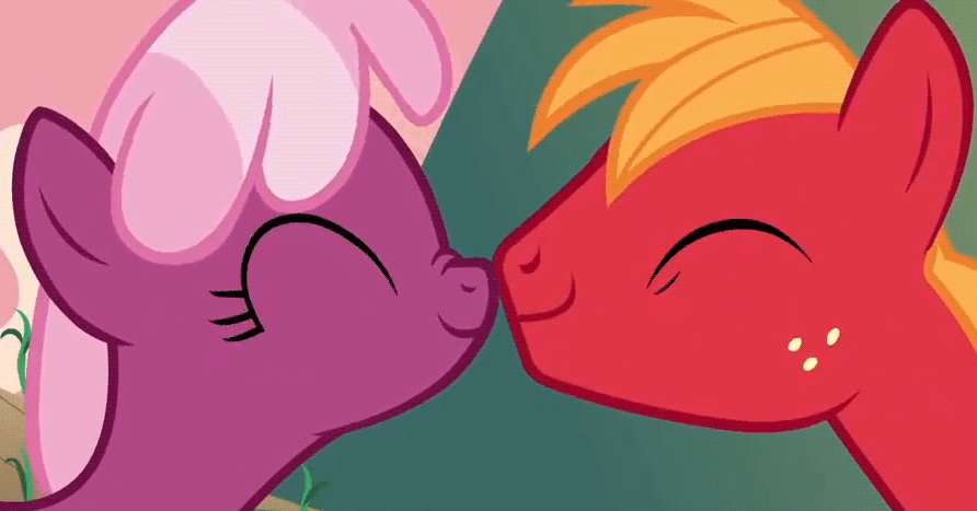 Size: 892x467 | Tagged: safe, screencap, character:big mcintosh, character:cheerilee, species:earth pony, species:pony, ship:cheerimac, episode:hearts and hooves day, g4, my little pony: friendship is magic, animated, boop, cheeribetes, cute, eyes closed, female, love poison, macabetes, male, mare, nose wrinkle, noseboop, nuzzling, shipping, smiling, stallion, straight
