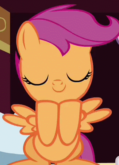 Size: 395x546 | Tagged: safe, screencap, character:scootaloo, character:sweetie belle, species:pegasus, species:pony, episode:just for sidekicks, g4, my little pony: friendship is magic, animated, cute, cutealoo, palindrome get, smiling