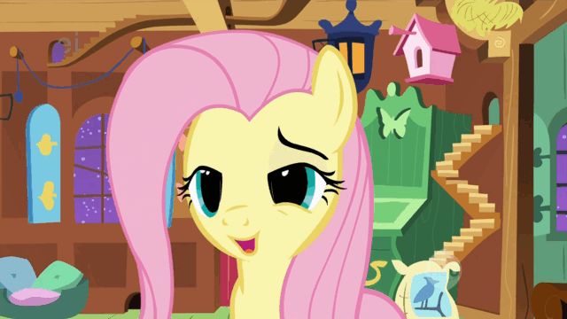 Size: 640x360 | Tagged: safe, screencap, character:fluttershy, episode:stare master, g4, my little pony: friendship is magic, animated, cute, holding breath, implied squee, puffy cheeks, shyabetes, solo, squee