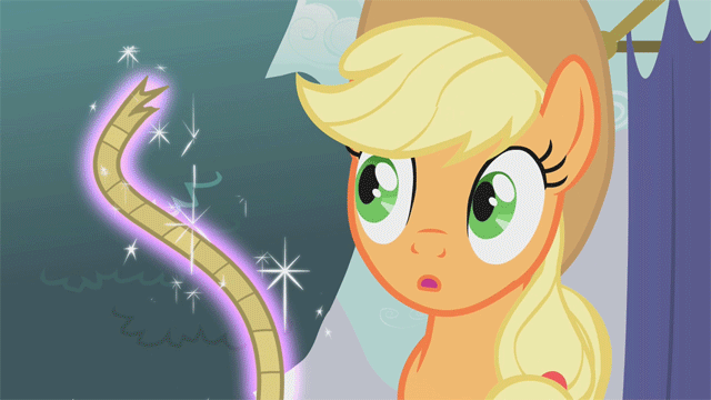 Size: 640x360 | Tagged: safe, screencap, character:applejack, episode:boast busters, g4, my little pony: friendship is magic, animated, magic, rope, snake charming, solo