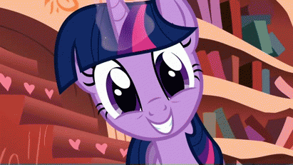 Size: 411x231 | Tagged: safe, screencap, character:twilight sparkle, character:twilight sparkle (unicorn), species:pony, species:unicorn, episode:look before you sleep, g4, my little pony: friendship is magic, adorkable, animated, cute, dork, eye shimmer, glowing horn, grin, horn, hornboner, looking at you, magic, magic glow, smiling, solo