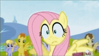 Size: 335x192 | Tagged: safe, screencap, character:derpy hooves, character:fluttershy, character:mane moon, character:merry may, character:rainbow swoop, character:rainbowshine, character:spectrum, character:spring melody, character:sprinkle medley, species:pegasus, species:pony, episode:hurricane fluttershy, g4, my little pony: friendship is magic, animated, crescent pony, eyeball, eyes, female, hub logo, hyperventilating, mare, panic attack, rainbow swoop, spectrum, warm front