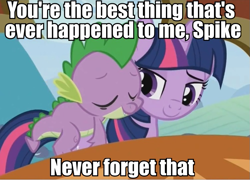 Size: 749x540 | Tagged: safe, screencap, character:spike, character:twilight sparkle, species:dragon, species:pony, episode:the crystal empire, g4, my little pony: friendship is magic, dragons riding ponies, heartwarming, image macro, riding, spikelove