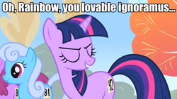 Size: 900x509 | Tagged: safe, screencap, character:berry punch, character:berryshine, character:linky, character:shoeshine, character:twilight sparkle, episode:fall weather friends, g4, my little pony: friendship is magic, 42, caption, damien sandow, image macro, roflbot, text, wwe