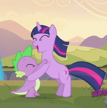 Size: 356x360 | Tagged: safe, screencap, character:spike, character:twilight sparkle, episode:hurricane fluttershy, g4, my little pony: friendship is magic, animated, cute, spikabetes, twiabetes