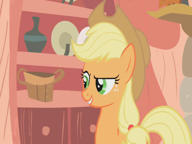 Size: 640x480 | Tagged: safe, screencap, character:applejack, episode:look before you sleep, g4, my little pony: friendship is magic, animated, eating, food, puffy cheeks, solo, wrong aspect ratio