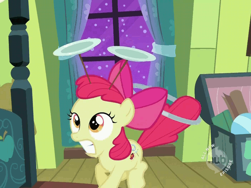 Size: 800x600 | Tagged: safe, screencap, character:apple bloom, episode:the cutie pox, g4, my little pony: friendship is magic, animated, cropped, cutie pox, dancing, hub logo, loop-de-hoop, plate spinning, solo