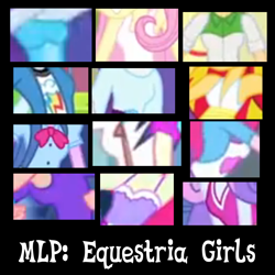 Size: 1024x1024 | Tagged: safe, screencap, character:apple bloom, character:applejack, character:fluttershy, character:pinkie pie, character:rainbow dash, character:rarity, character:scootaloo, character:sunset shimmer, character:sweetie belle, character:twilight sparkle, species:pegasus, species:pony, equestria girls:equestria girls, g4, my little pony:equestria girls, boobshot, breasts, compilation, cutie mark crusaders, female, humane five, humane seven, humane six, mane six