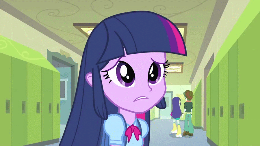 Size: 900x506 | Tagged: safe, screencap, character:blueberry cake, character:scott green, character:twilight sparkle, equestria girls:equestria girls, g4, my little pony:equestria girls, adorkable, animated, blueberry cake, clumsy, cute, dork, lockers, scott green