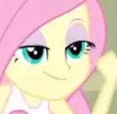 Size: 165x161 | Tagged: safe, screencap, character:fluttershy, equestria girls:equestria girls, g4, my little pony:equestria girls, cropped, eyeshadow, faec, fist, lidded eyes, picture for breezies, smiling, smirk, solo