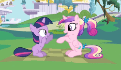 Size: 250x145 | Tagged: safe, screencap, character:princess cadance, character:twilight sparkle, episode:a canterlot wedding, g4, my little pony: friendship is magic, animated, clap your hooves, cute, cutedance, female, filly, filly twilight sparkle, loop, pattycakes, sunshine sunshine, teen princess cadance, twiabetes, younger