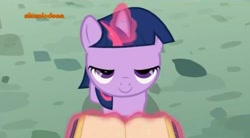Size: 605x335 | Tagged: safe, screencap, character:twilight sparkle, bedroom eyes, book, magic, nickelodeon, out of context, youtube link