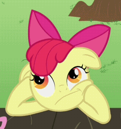 Size: 243x259 | Tagged: safe, screencap, character:apple bloom, episode:ponyville confidential, g4, my little pony: friendship is magic, animated, cropped, solo, thinking bloom