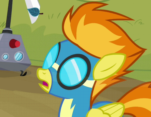 Size: 526x405 | Tagged: safe, screencap, character:spitfire, episode:hurricane fluttershy, g4, my little pony: friendship is magic, animated, mother of celestia, reaction image, solo