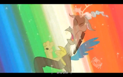 Size: 1024x640 | Tagged: safe, screencap, character:discord, episode:the return of harmony, g4, my little pony: friendship is magic, solo, taste the rainbow, vulgar, youtube caption