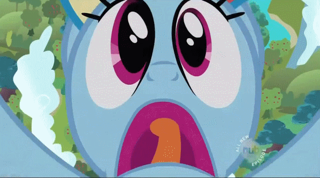 Size: 637x355 | Tagged: safe, screencap, character:rainbow dash, episode:may the best pet win, g4, my little pony: friendship is magic, animated, falling, hub logo, open mouth, screaming, solo, vertigo