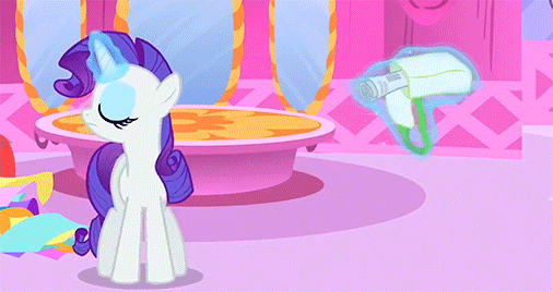 Size: 506x268 | Tagged: safe, screencap, character:rarity, episode:ponyville confidential, g4, my little pony: friendship is magic, animated, bag, carousel boutique, levitation, magic, pounce, saddle bag, solo, telekinesis