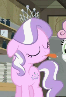 Size: 217x317 | Tagged: safe, screencap, character:diamond tiara, character:sweetie belle, episode:ponyville confidential, g4, my little pony: friendship is magic, animated, cropped, eyes closed, floppy ears, loop, offscreen character, raspberry, solo focus, tongue out