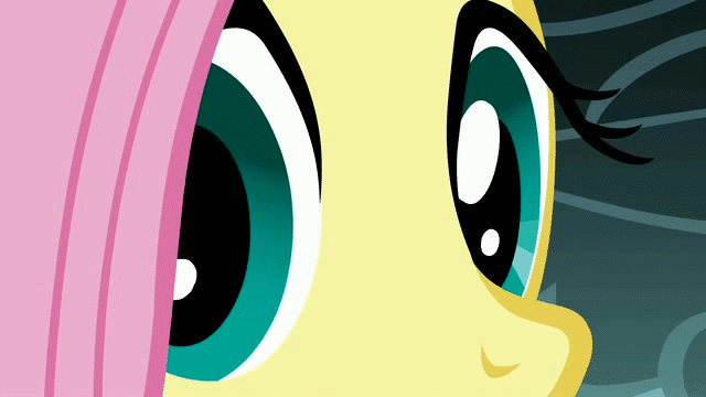 Size: 640x360 | Tagged: safe, screencap, character:fluttershy, character:pinkie pie, episode:dragonshy, g4, my little pony: friendship is magic, animated, eye reflection, eyes, hopping, watching