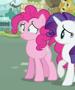 Size: 295x350 | Tagged: safe, screencap, character:pinkie pie, character:rarity, episode:putting your hoof down, g4, my little pony: friendship is magic, animated, burying, facehoof, head pat, ostrich, pat, reaction image