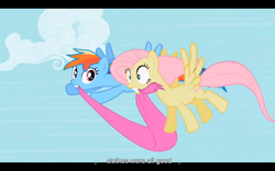 Size: 1024x640 | Tagged: safe, screencap, character:fluttershy, character:rainbow dash, episode:secret of my excess, g4, my little pony: friendship is magic, youtube caption