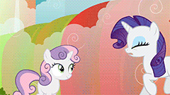 Size: 240x135 | Tagged: safe, screencap, character:rarity, character:sweetie belle, episode:sleepless in ponyville, g4, my little pony: friendship is magic, animated, hoofy-kicks, zip lines