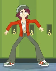 Size: 511x645 | Tagged: safe, screencap, character:normal norman, equestria girls:equestria girls, g4, my little pony:equestria girls, background human, clothing, cropped, male, scared, shoes, sneakers, solo