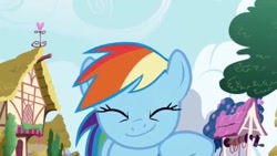 Size: 640x360 | Tagged: safe, screencap, character:rainbow dash, species:pony, episode:friendship is magic, g4, my little pony: friendship is magic, eyes closed, female, mare, solo