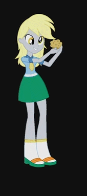 Size: 170x383 | Tagged: safe, artist:waranto, screencap, character:derpy hooves, equestria girls:equestria girls, g4, my little pony:equestria girls, animated, black background, cropped, dancing, muffin, simple background, solo