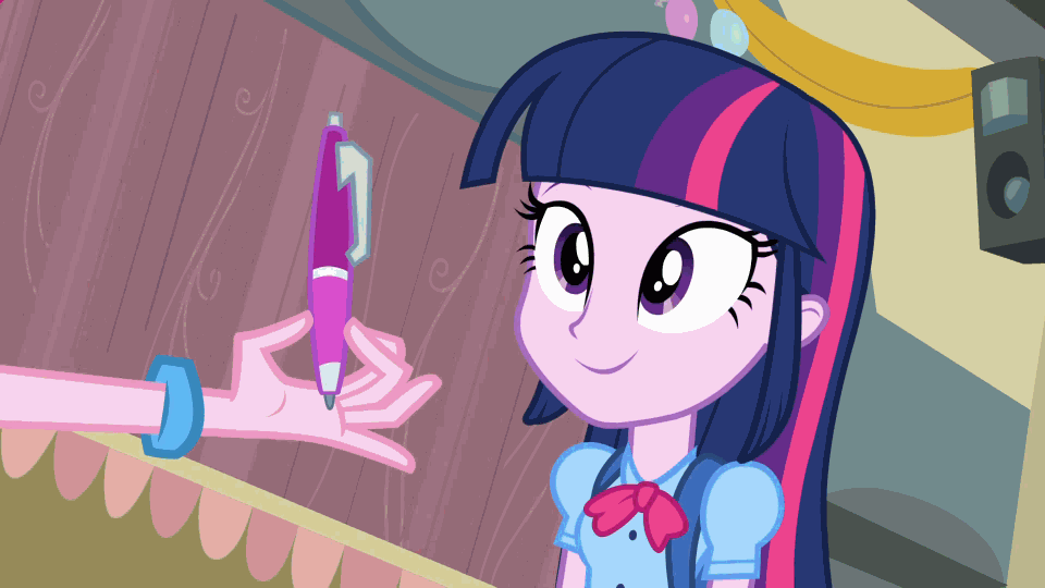 Size: 960x540 | Tagged: safe, screencap, character:pinkie pie, character:twilight sparkle, equestria girls:equestria girls, g4, my little pony:equestria girls, animated, balloon, pen