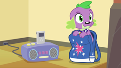 Size: 1920x1080 | Tagged: safe, screencap, character:spike, species:dog, equestria girls:equestria girls, g4, my little pony:equestria girls, backpack, male, paws, solo, spike the dog