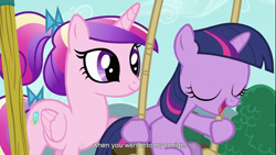 Size: 1366x768 | Tagged: safe, screencap, character:princess cadance, character:twilight sparkle, youtube caption, youtube link