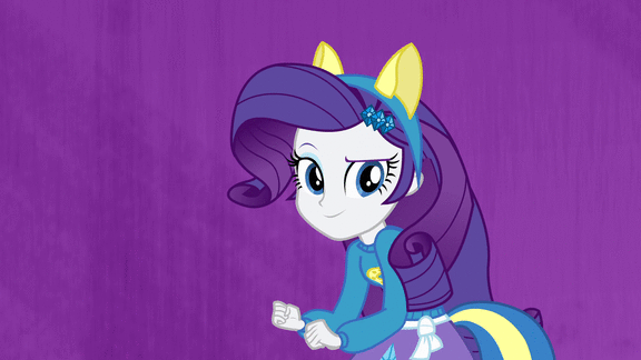 Size: 576x324 | Tagged: safe, screencap, character:rarity, equestria girls:equestria girls, g4, my little pony:equestria girls, animated, check em, finger gun, finger guns, gif, helping twilight win the crown, solo