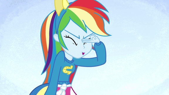 Size: 576x324 | Tagged: safe, screencap, character:rainbow dash, equestria girls:equestria girls, g4, my little pony:equestria girls, animated, cute, dashabetes, gif, helping twilight win the crown, one eye closed, peace sign, solo, wondercolts uniform