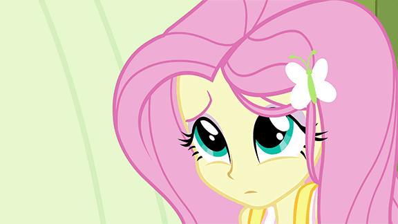 Size: 576x324 | Tagged: safe, screencap, character:fluttershy, equestria girls:equestria girls, g4, my little pony:equestria girls, animated, gif, hair, hair over one eye, solo