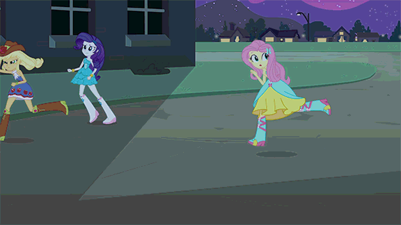 Size: 576x324 | Tagged: safe, screencap, character:applejack, character:fluttershy, character:rarity, equestria girls:equestria girls, g4, my little pony:equestria girls, animated, bare shoulders, big crown thingy, boots, clothing, cowboy boots, cowboy hat, crown, dress, element of magic, fall formal outfits, gif, hat, high heel boots, jewelry, regalia, sleeveless, strapless