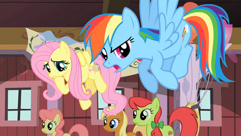 Size: 480x270 | Tagged: safe, screencap, character:apple cobbler, character:fluttershy, character:gala appleby, character:peachy sweet, character:rainbow dash, species:earth pony, species:pegasus, species:pony, episode:the last roundup, g4, my little pony: friendship is magic, animated, apple family member, background pony, female, flying, mare