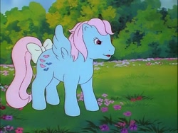 Size: 718x540 | Tagged: safe, screencap, character:wind whistler, episode:mish mash melee, g1, my little pony 'n friends, solo, tail bow