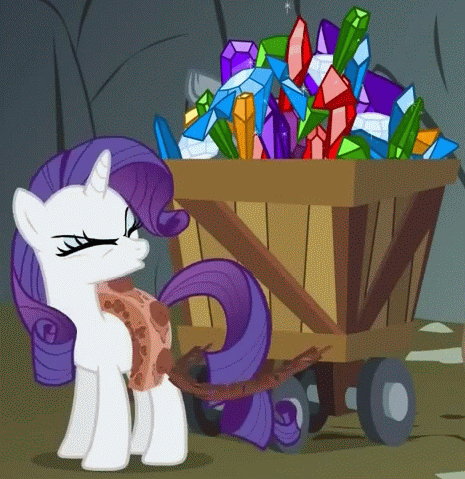 Size: 465x479 | Tagged: safe, screencap, character:rarity, species:pony, species:unicorn, episode:a dog and pony show, g4, my little pony: friendship is magic, angry, animated, cart, complaining, cropped, eyes closed, female, gem, harness, hopping, mare, marshmelodrama, rarity being rarity, solo, whining