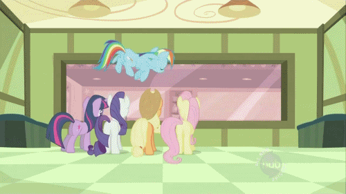 Size: 500x281 | Tagged: safe, screencap, character:applejack, character:fluttershy, character:nurse redheart, character:pinkie pie, character:rainbow dash, character:rarity, character:twilight sparkle, episode:baby cakes, g4, my little pony: friendship is magic, animated, hub logo