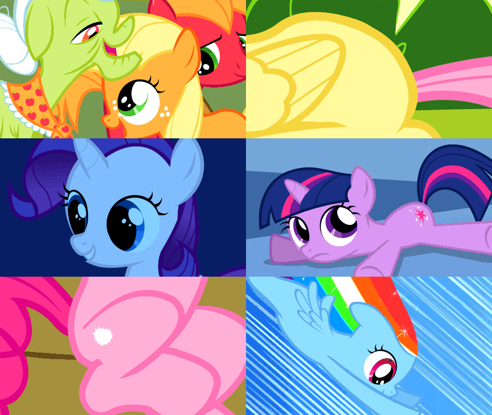 Size: 960x810 | Tagged: safe, screencap, character:applejack, character:fluttershy, character:pinkie pie, character:rainbow dash, character:rarity, character:twilight sparkle, episode:the cutie mark chronicles, g4, my little pony: friendship is magic, animated, compilation, cutie mark, cutiespark, episode, filly, mane six