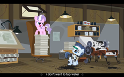 Size: 1024x640 | Tagged: safe, screencap, character:diamond tiara, character:shady daze, episode:ponyville confidential, g4, my little pony: friendship is magic, youtube caption